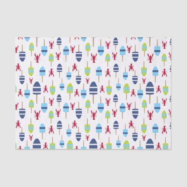 Papel De Seda Bóia náutica e lagosta do tema monogrammed (Frente )