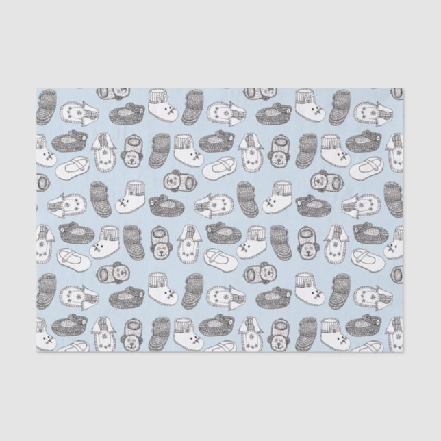 Papel De Seda Boias para bebês desenhadas à mão Padrão Pastel Az (Frente )