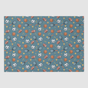 Papel De Seda Bois Blue Sports Kids Moderno Aniversário