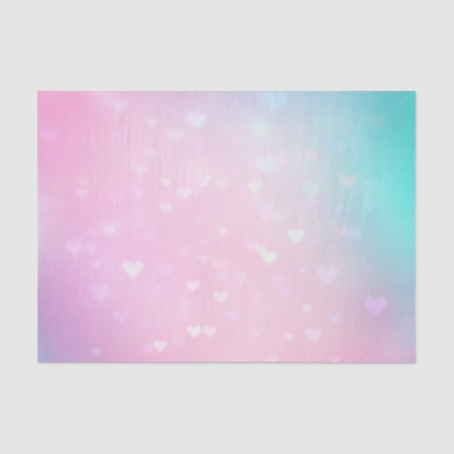 Papel De Seda Bokeh Hearts Blush Pink Aniversário (Frente )