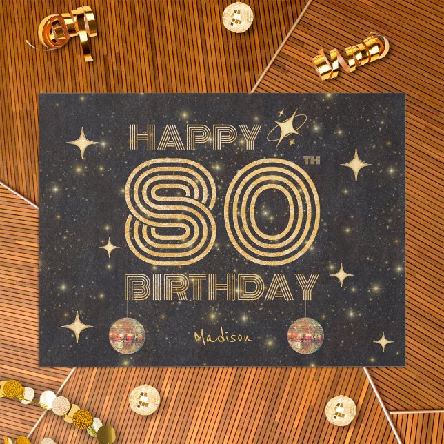 Papel De Seda Bola de Dança Black Gold Disco 80º Aniversário Fel (Criador carregado)