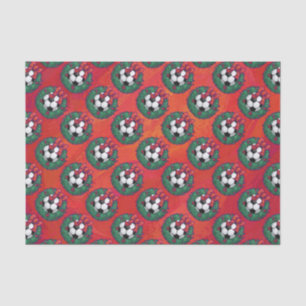 Papel De Seda Bola de Futebol no Padrão de Terra em Vermelho