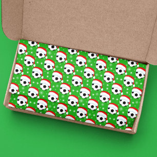 Papel De Seda Bola de Futebol Vestindo Chapéu do Papai Noel & Fl