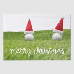 Papel De Seda Bola de golfe com chapéu de Papai Noel no Natal