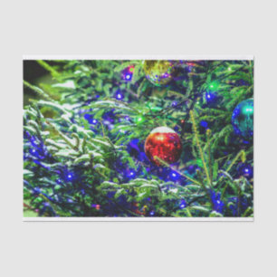 Papel De Seda Bola Vermelha de Árvore de Natal Verde