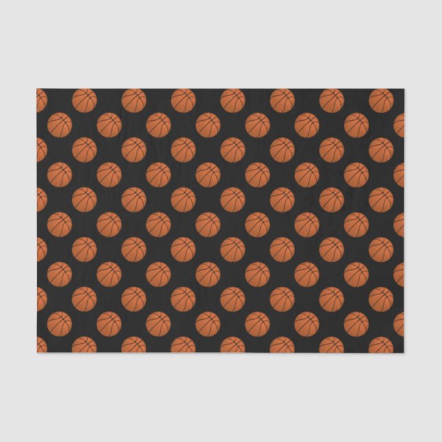 Papel De Seda Bolas de Basquete Castanhas de Preto (Frente )