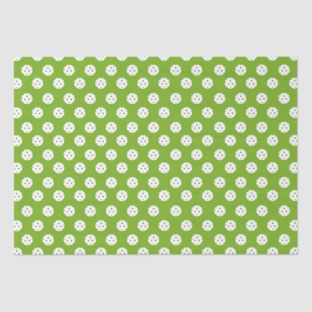 Papel De Seda Bolas de Esportes Verdes Brancas com Pickleball Di (Frente )