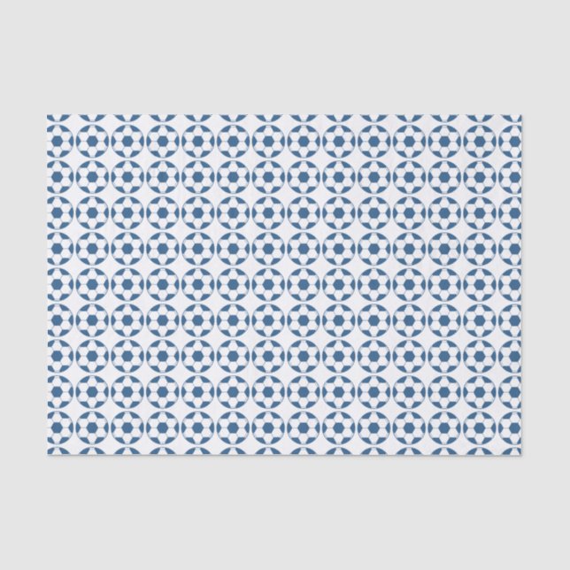 Papel De Seda Bolas de Futebol Azuis Padrão (Frente )