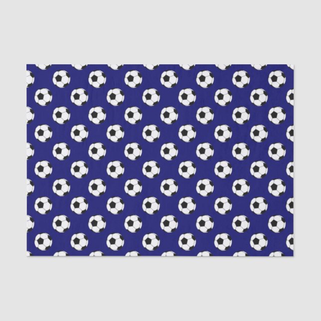 Papel De Seda Bolas de futebol preto/branco, azul-marinho escuro (Frente )