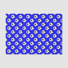 Papel De Seda Bolas de Futebol Preto/Branco em Azul