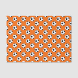 Papel De Seda Bolas de Futebol Preto/Branco em Laranja