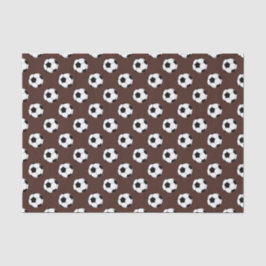 Papel De Seda Bolas de Futebol Preto/Branco em Marrom
