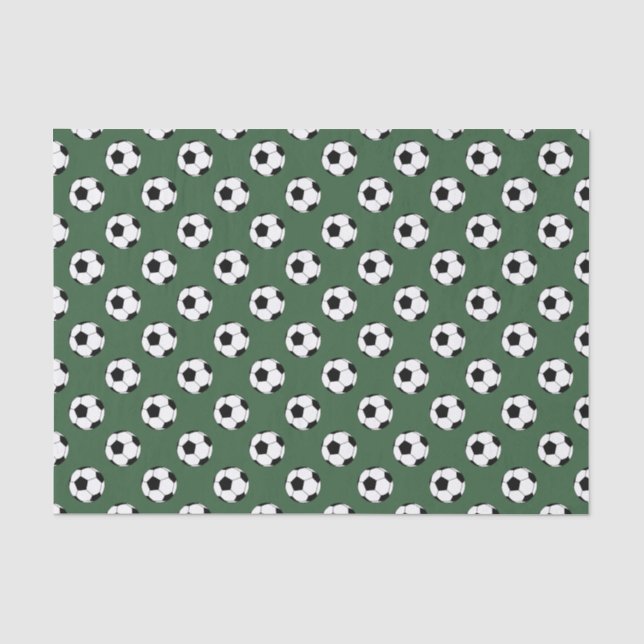 Papel De Seda Bolas de Futebol Preto/Branco, Verde Caçador (Frente )