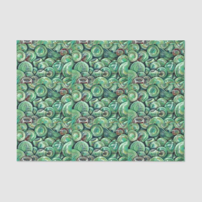 Papel De Seda Bolas de Natal Verde (Frente )