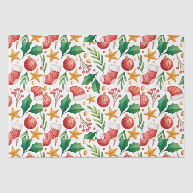 Papel De Seda Bolbos Vermelhos de Natal, Partes de Poinsettia e (Frente )