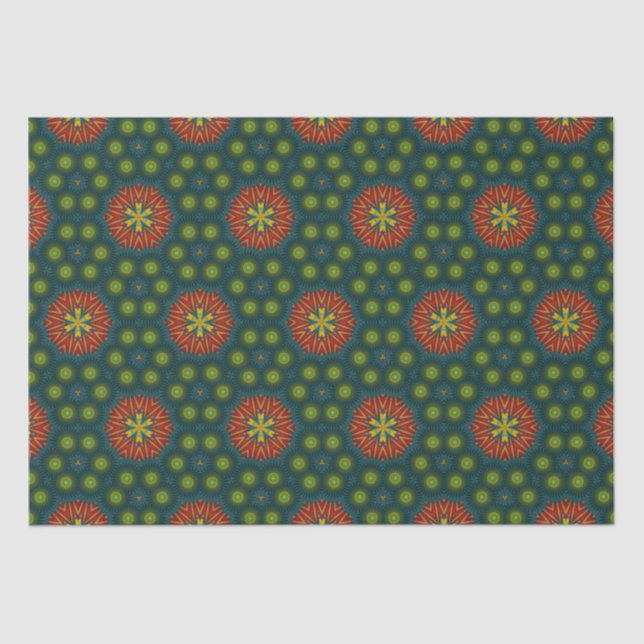 Papel De Seda Bold Abstrato Hippie Cute Red Green - Tribal (Frente )