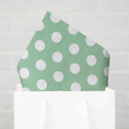 Papel De Seda Bold White Polka Dots on Sage Green 