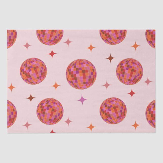 Papel De Seda Bolhas de Disco Laranja Púrpura, Retro, Rosa, com  (Frente )