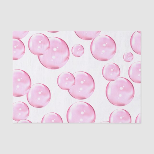 Papel De Seda Bolhas rosa incríveis e divertidas em branco (Frente )