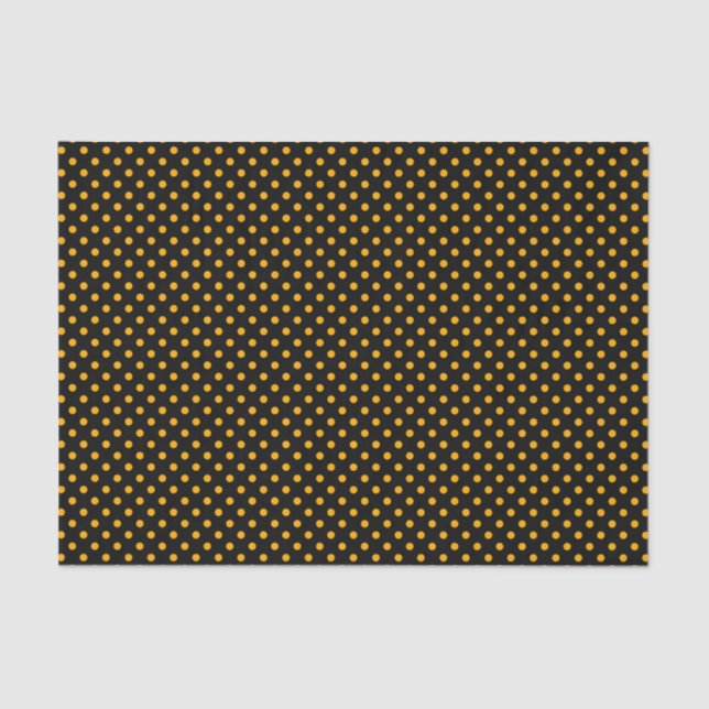 Papel De Seda Bolinhas Amarelas Chic em Preto (Frente )