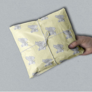 Papel De Seda Bolinhas Amarelas de Elefante para Bebê