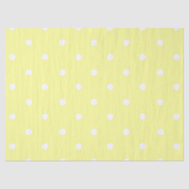 Papel De Seda Bolinhas Amarelo Branco (Frente )