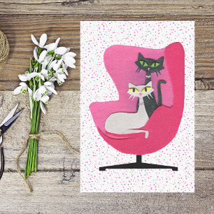 Papel De Seda Bolinhas bonito de Cats de Meio século Rosa