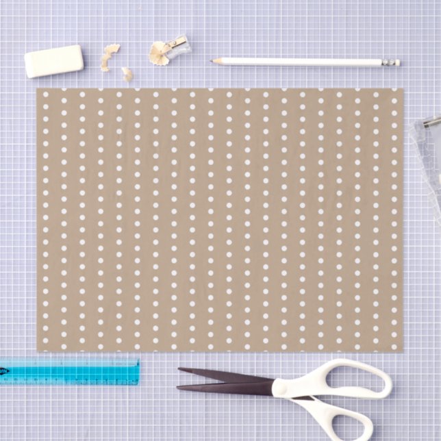 Papel De Seda Bolinhas brancas e castanhas (Arte )