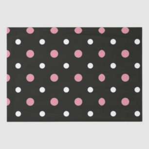 Papel De Seda Bolinhas brancas e pretas cor-de-rosa