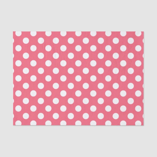 Papel De Seda Bolinhas brancas em coral (Frente )