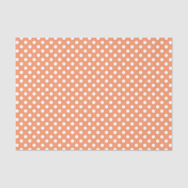 Papel De Seda Bolinhas brancas em laranja de tangerina (Frente )