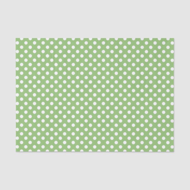 Papel De Seda Bolinhas brancas em verde de Pistachio (Frente )