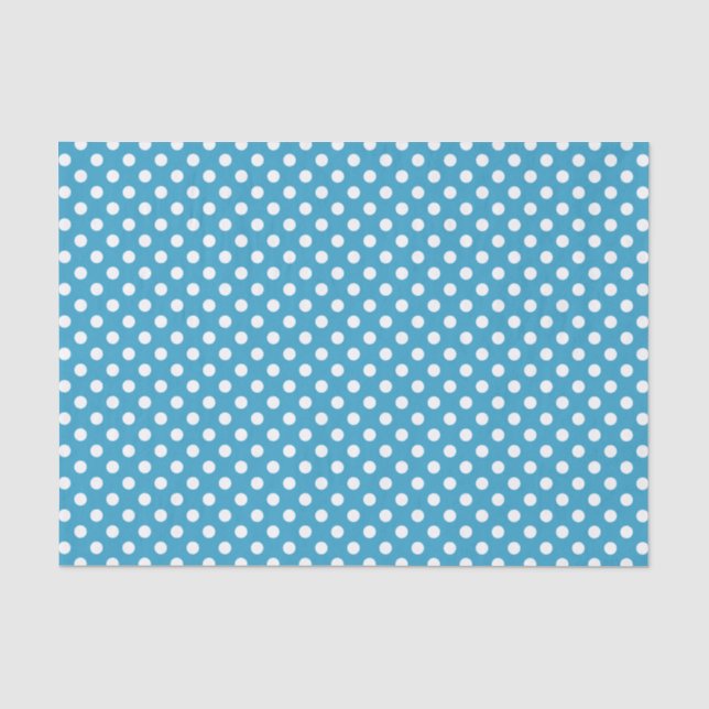 Papel De Seda Bolinhas brancas no fundo azul de peacock (Frente )