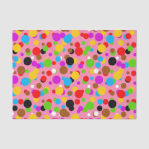 Papel De Seda Bolinhas Coloridas em Fundo Rosa