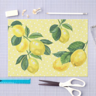 Papel De Seda Bolinhas de aquarelas de limões frescos de países