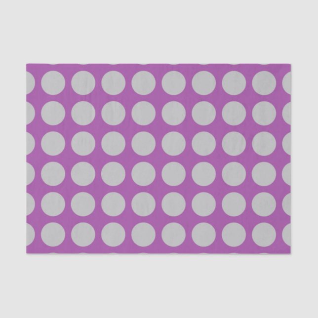 Papel De Seda Bolinhas de prata roxas (Frente )
