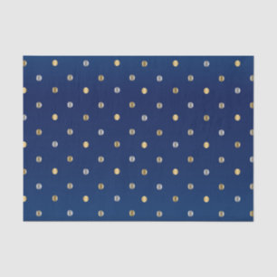Papel De Seda Bolinhas do ouro e da prata em azuis marinhos