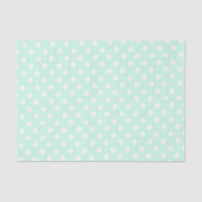 Papel De Seda bolinhas em verde menta pastel (Frente )