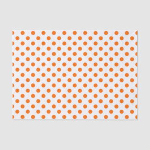 Papel De Seda Bolinhas Laranja de Fundo Branco