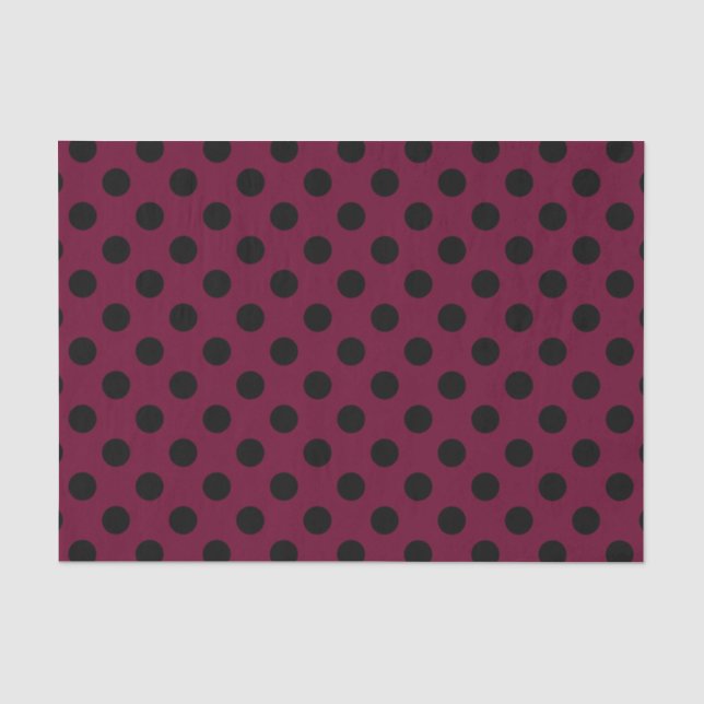 Papel De Seda Bolinhas negras com burgundy (Frente )