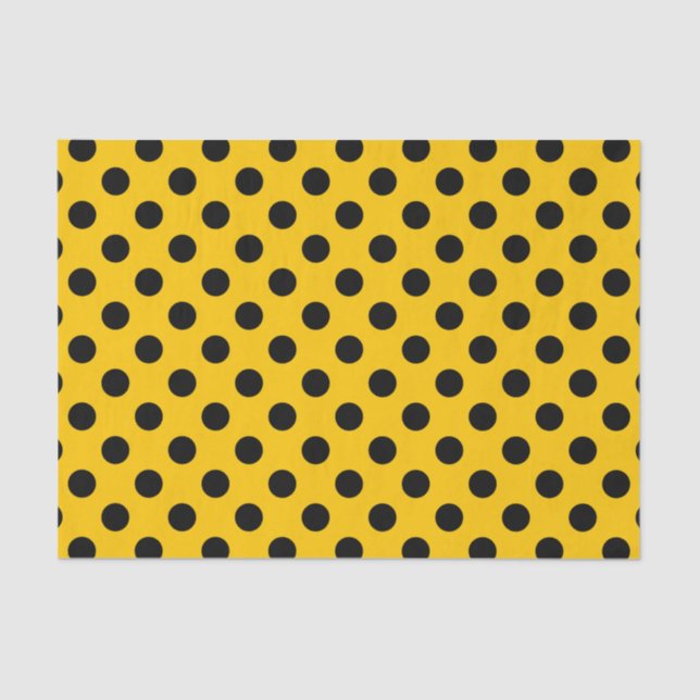 Papel De Seda Bolinhas pretas em amarelo (Frente )