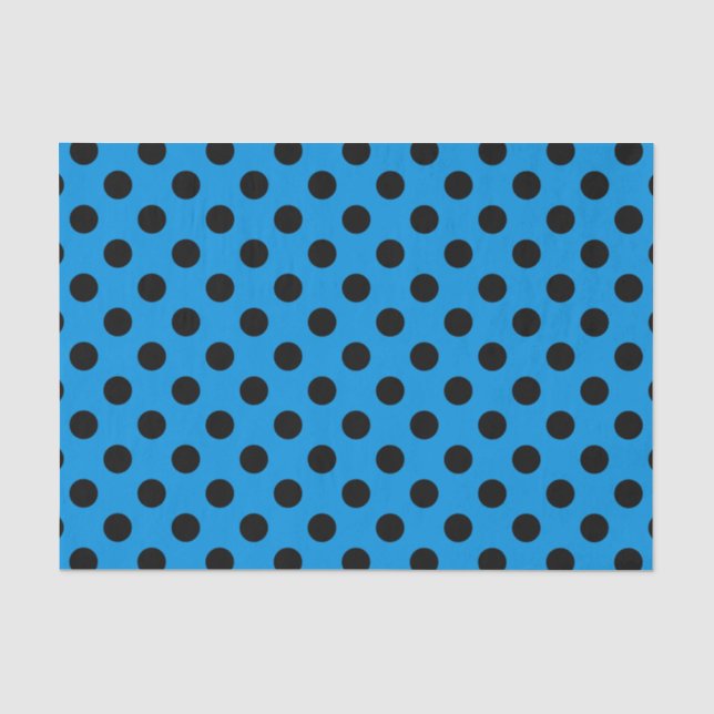 Papel De Seda Bolinhas pretas em azul-céu (Frente )