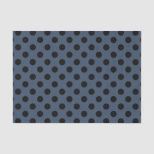 Papel De Seda bolinhas pretas em azul-cinza