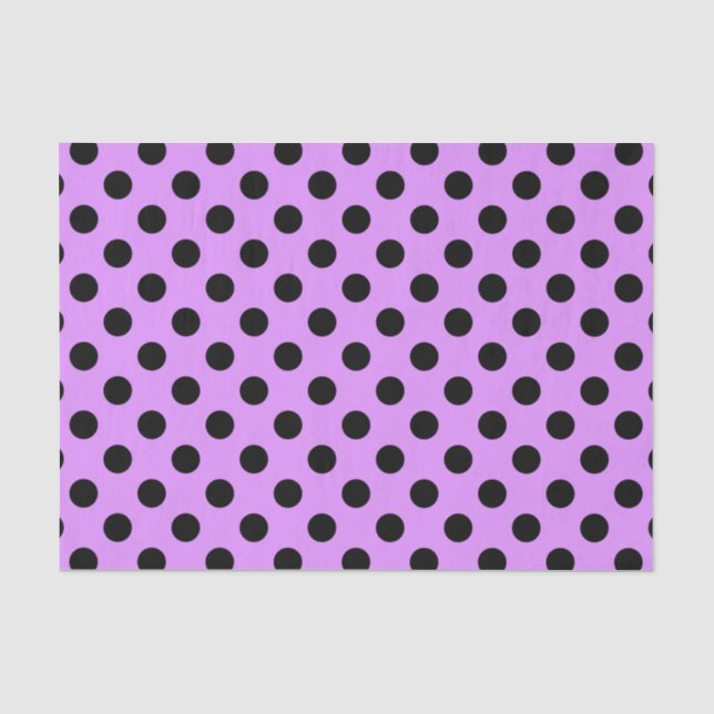 Papel De Seda Bolinhas pretas em lilás (Frente )