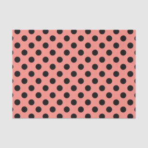 Papel De Seda bolinhas pretas em pêssego