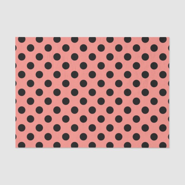 Papel De Seda Bolinhas pretas em pêssego (Frente )