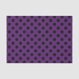 Papel De Seda Bolinhas pretas em roxo de ameixa