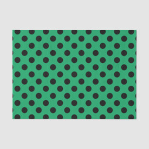 Papel De Seda bolinhas pretas em verde fresco