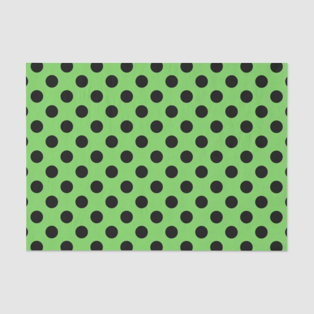 Papel De Seda Bolinhas pretas no verde limão (Frente )