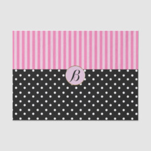 Papel De Seda Bolinhas Pretas Rosa Listras Moderno Paris Chic